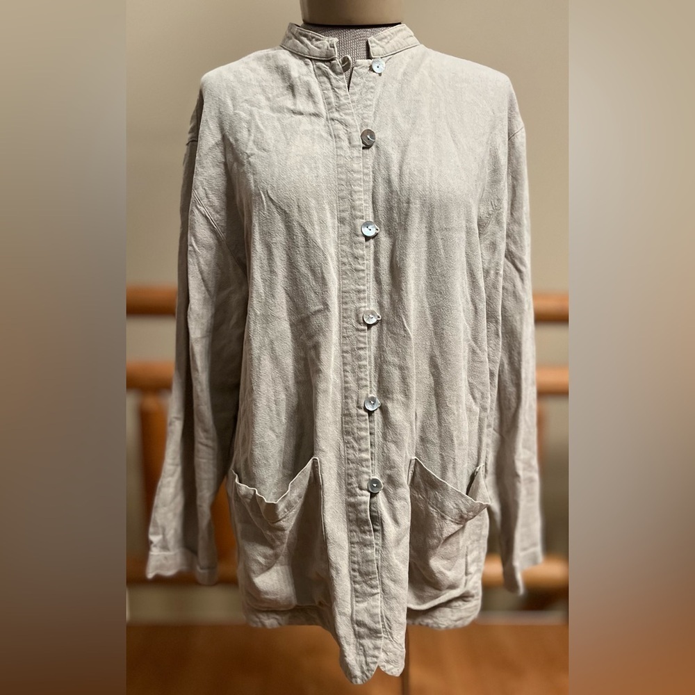 Chico’s Design Linen Blend Tunic Jacket – Size 1 (M/L)